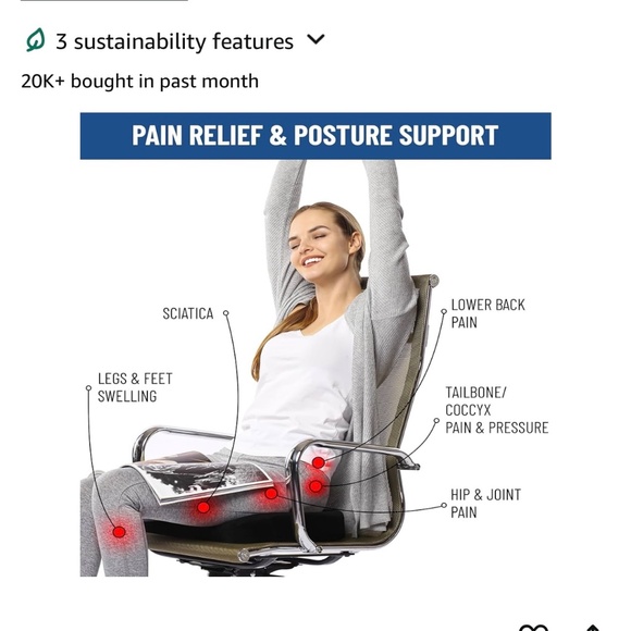 Xtreme Comforts Coccyx Orthopedic Seat Cushion Helps Back Pain Home Office Car - Picture 5 of 5